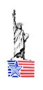 Sketch of Statue of Liberty on front, hand drawn Royalty Free Stock Photo