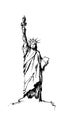 Sketch of Statue of Liberty on front, hand drawn Royalty Free Stock Photo