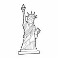 Sketch of Statue of Liberty, New York City, United States. Modern vector illustration concept. Fully editable outlines, saved Royalty Free Stock Photo