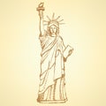 Sketch statue of liberty, vector background