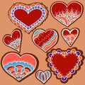 Sketch, stickers, pins. Heart. Hand drawing. Gingerbread Cookie