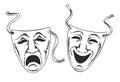 Sketch style drama or theater masks illustration in vector format suitable for web, print, or advertising use.Two Royalty Free Stock Photo