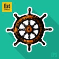 Sketch style hand drawn ships wheel flat icon