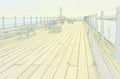 Sketch style of Littlehampton pier. England