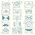 Sketch style mail, message or envelope. Hand drawn