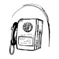 Sketch style vector illustration of a coin operated public payphone Royalty Free Stock Photo