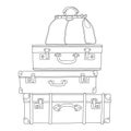 Sketch of the suitcases on white background