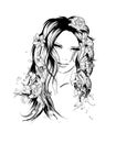 Summer Style. Girl with flowers in her hair