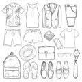Sketch Summer Vacation Male Elements Set