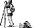 Sketch of a surveyor at work Royalty Free Stock Photo