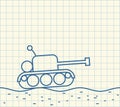 Sketch tank. drawing of military machine. Vector illustration