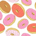 Sketch tasty donut in vintage style