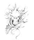 Sketch of tattoo art, monster Royalty Free Stock Photo