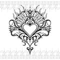 Sketch of tattoo henna heart Royalty Free Stock Photo