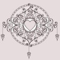 Sketch of tattoo henna hearts Royalty Free Stock Photo