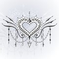 Sketch of tattoo henna hearts Royalty Free Stock Photo