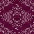 Sketch of tattoo henna hearts. Seamless pattern