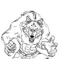 Sketch tattoo illustration of werewolf