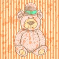 Sketch Teddy bear in hat, background