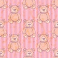 Sketch Teddy bear, seamless pattern