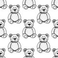 Sketch Teddy bear, seamless pattern