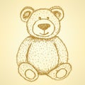 Sketch Teddy bear, vintage background