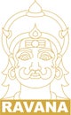 Sketch of Ten Head Ravana or Dashakanta Ravan Outline Editable Vector Illustration