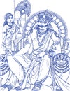 Sketch of Ten Head Ravana or Dashakanta Ravan Outline Editable Vector Illustration