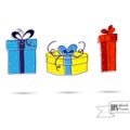 Sketch of Three Gift Boxes With Bows Royalty Free Stock Photo