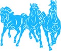 Sketch Three Running Horses Vector Outline Illustration Royalty Free Stock Photo