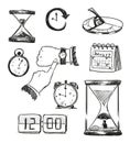 sketch of time symbols. Time icons.