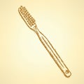 Sketch tooth brush, vector vintage background Royalty Free Stock Photo