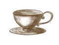 Sketch of traditional Tea Cup with Saucer