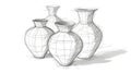 Sketch of Traditional Vases in Pencil