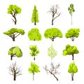 Sketch tree icons set Royalty Free Stock Photo