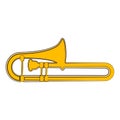 Isolated trombone sketch. Musical instrument