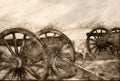 Sketch of Two American Civil War Cannon Royalty Free Stock Photo