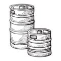Sketch two beer kegs isolated Royalty Free Stock Photo