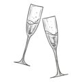 Sketch of two glasses of champagne Royalty Free Stock Photo