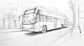 Precise Draftsmanship: Sketch Of A City Bus With Subtle Gradients