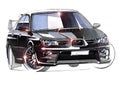 Sketch urban youth car in a sporty style with a powerful high-speed motor. Royalty Free Stock Photo