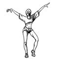 Sketch vector illustration - girl street dancer