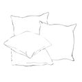 sketch vector illustration of pillow, art, pillow isolated, white pillow, bed pillow