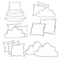 Sketch vector illustration of pillow, art, pillow isolated, white pillow, bed pillow