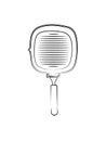 Sketch vector kitchen accessories. Isolated objects on a white background. Frying pan, grill pan. Hand-drawn illustration Royalty Free Stock Photo