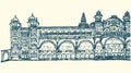 Sketch of Very Famous Mysore Palace Outline Editable Illustration