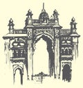 Sketch of Very Famous Mysore Palace Outline Editable Illustration