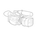 sketch of a video camera on a white backgroundra. video camera, vector sketch illustration for training tamplate Royalty Free Stock Photo