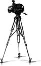 Freehand drawing of a videocamera on tripod for professional shooting