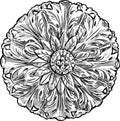 Sketch of architectural detail in shape of round floral element